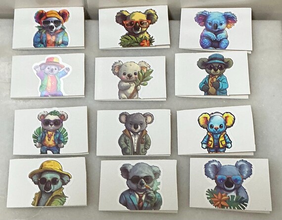 Australian Koala Bear Mini Size Party Gift Cards, Set of 12.