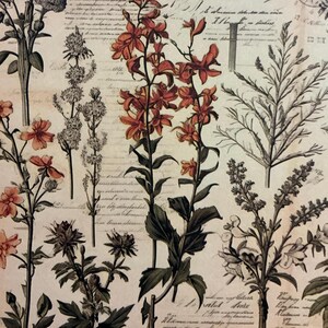 1 x Papel de flores silvestres - Diário de sucata - Scrapbooking - Criação de cartões - Colagem de itens efêmeros - Artesanato em papel.
