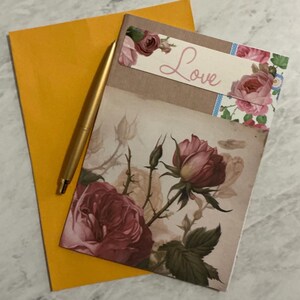 1 x Pink Love Greeting Card/Envelope - Brown Gift Card - Large Blank Card - Any Occasion Card