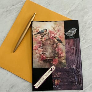 1 x Happy Anniversary Card/Envelope - Black Greeting Card - Handmade Wedding/Engagement Gift Card - Large Blank Card.