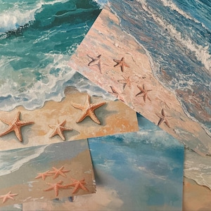 12 papeles de color azul o estrella de mar - Diario basura - Scrapbooking - Fabricación de tarjetas - Collage - Kits de manualidades de papel.