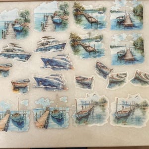 20 x Bootfahren auf dem See Junk Journal Aufkleber Boot Liebhaber Urlaub Scrapbooking Karte Papier Handwerk Kit.