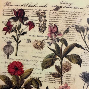 1 x Papel de flores silvestres - Diário de sucata - Scrapbooking - Criação de cartões - Colagem de itens efêmeros - Artesanato em papel.