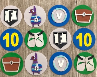 fortnite themed cupcake toppers edible fondant set of 12 - fortnite cupcake toppers fondant