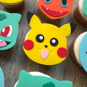 Pokemon Cupcake Toppers, Edible Cupcake Toppers, Fondant, Pokemon Party, Custom Cupcake Toppers, Pikachu, Bulbasaur, Squirtle, Charmander image 4