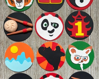 Panda Cupcake Toppers, Custom Cupcake Toppers, Edible Fondant, Panda Birthday, Kung Fu, Birthday Cupcake Topper, Panda Party Decor