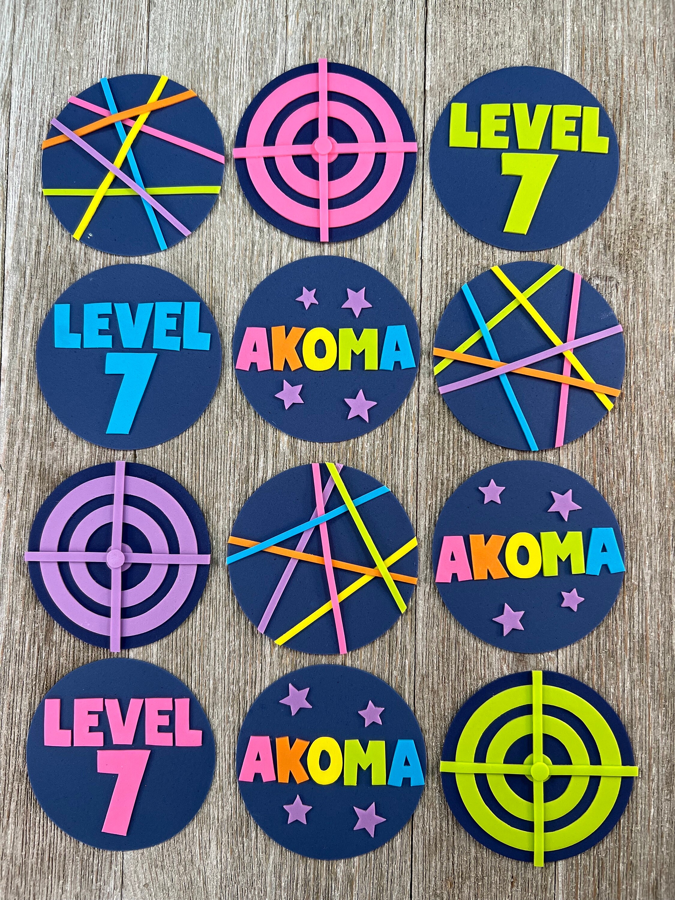 Laser Tag Cupcake Toppers Personalized, Fondant Cupcake Toppers Edible, Laser Tag Party, Neon Party, Kids Birthday Party