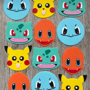 Pokemon Cupcake Toppers, Edible Cupcake Toppers, Fondant, Pokemon Party, Custom Cupcake Toppers, Pikachu, Bulbasaur, Squirtle, Charmander image 3