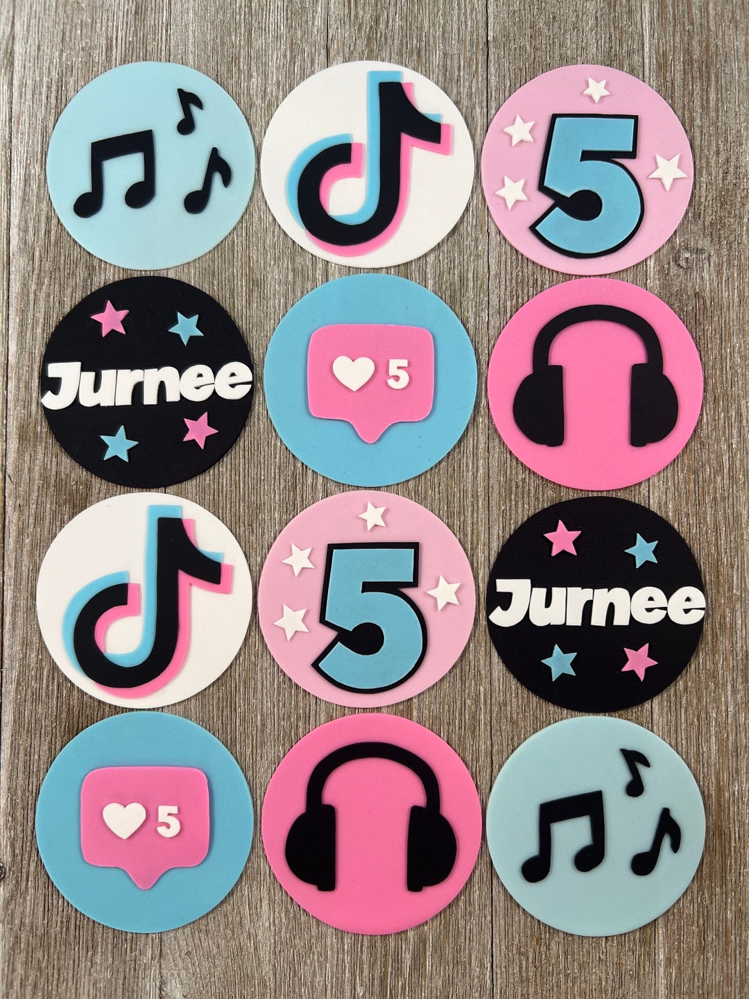 Tik Tok Inspired Cupcake Toppers Fondant Cupcake Toppers Etsy