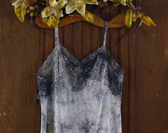 purple /& blue tie dye lace trim mini slip dress 36