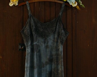 purple /& blue tie dye lace trim mini slip dress 36