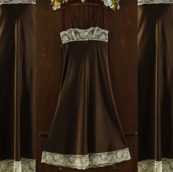 Chocolate brown princess lace bodice maxi full sk… - image 3