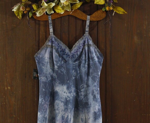 purple /& blue tie dye lace trim mini slip dress 36
