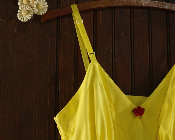 double lemon yellow empire waist scalloped trim f… - image 4