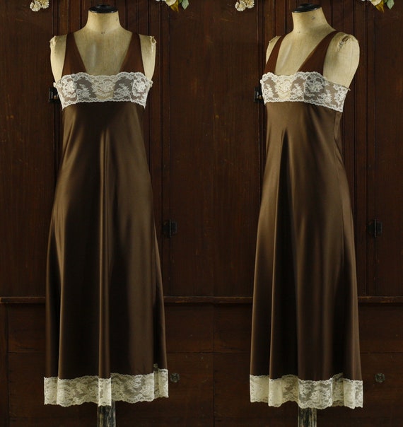 Chocolate brown princess lace bodice maxi full sk… - image 4