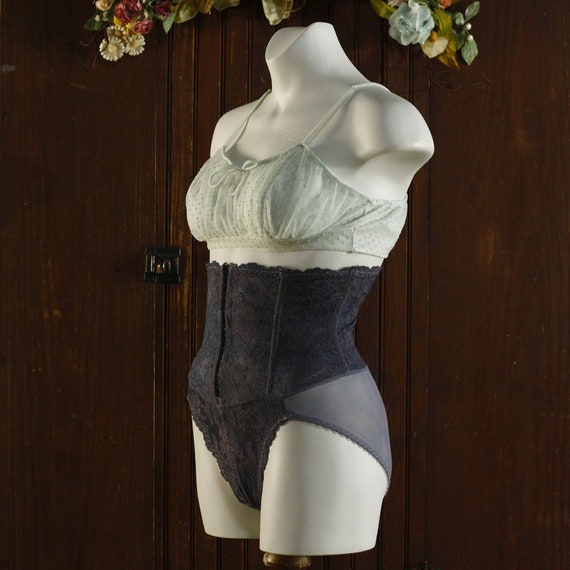 Translucent bottom panty corset vintage shapewear low back boned girdle  sheer lingerie 70's // Victoria's Secret ILGWU // S