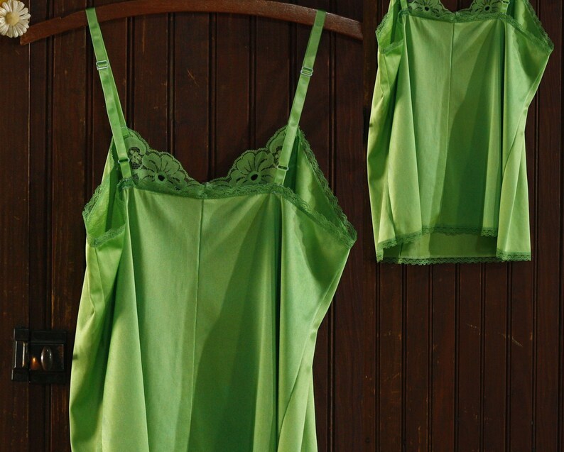 Kelly Green Lace Chest Detail Silky Camisole Lingerie Nylon - Etsy
