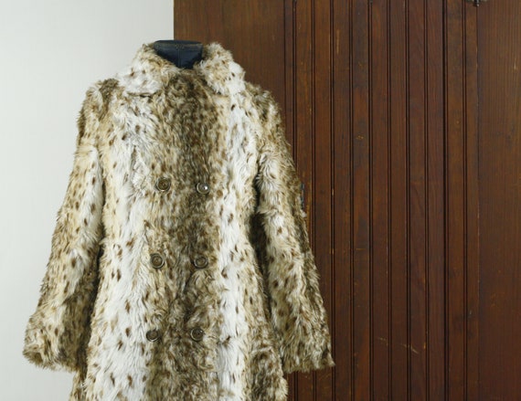 faux fur spotted woman's princess coat 50's 60's /