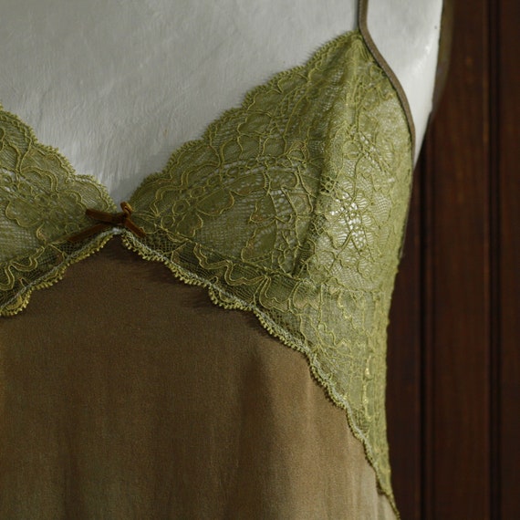 Bronze brown sheer lace silk mini lingerie chemis… - image 5