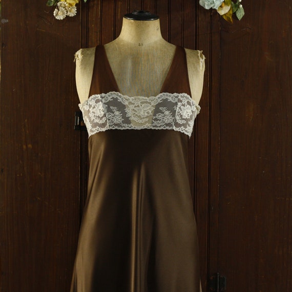 Chocolate brown princess lace bodice maxi full sk… - image 2