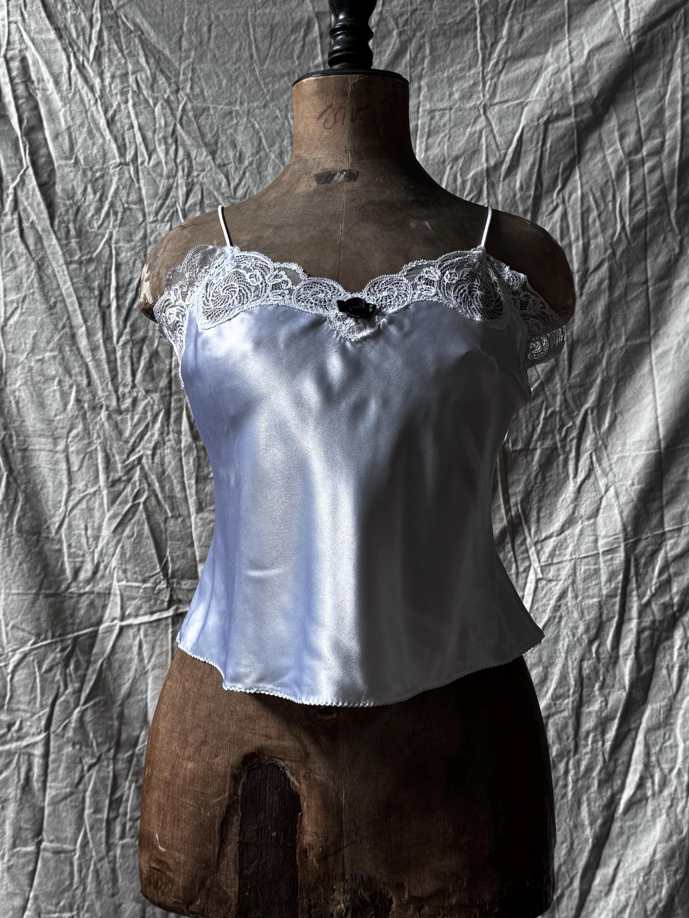 White Satin Lace Camisole Top - Etsy