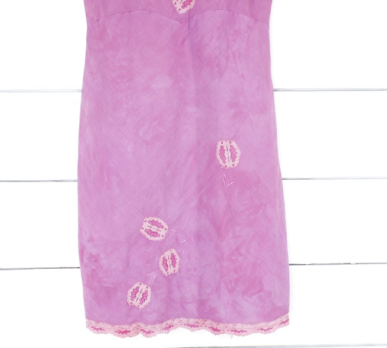 OOPS vintage 60/'s Youth Form pink cotton batiste slip dress nightgown tie dye 3436
