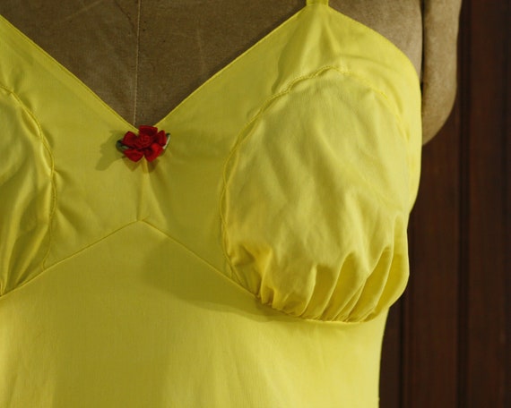double lemon yellow empire waist scalloped trim f… - image 9