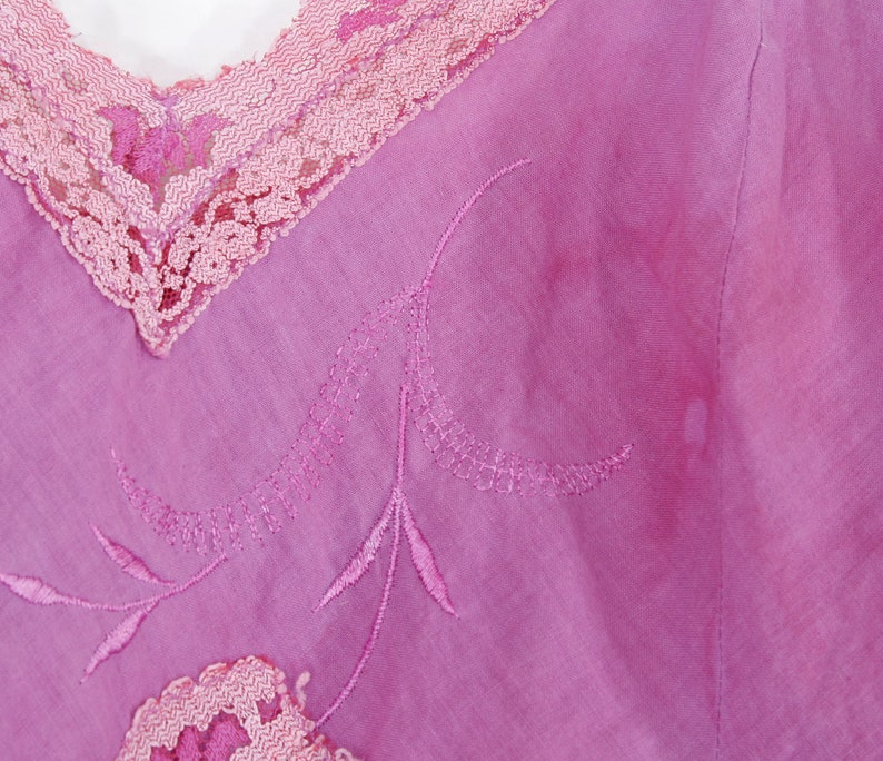 OOPS vintage 60/'s Youth Form pink cotton batiste slip dress nightgown tie dye 3436