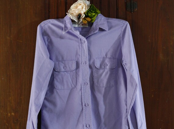 pastel purple ORVIS cotton flannel shirt 50's // S