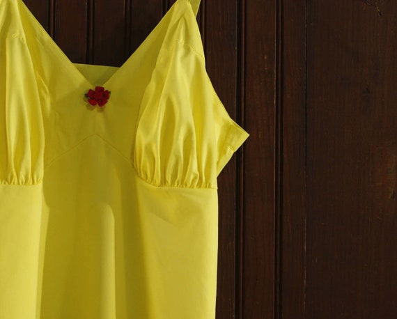 double lemon yellow empire waist scalloped trim f… - image 1