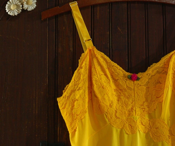 rich marigold yellow empire waist floral lace tri… - image 7