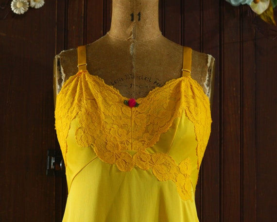 rich marigold yellow empire waist floral lace tri… - image 4