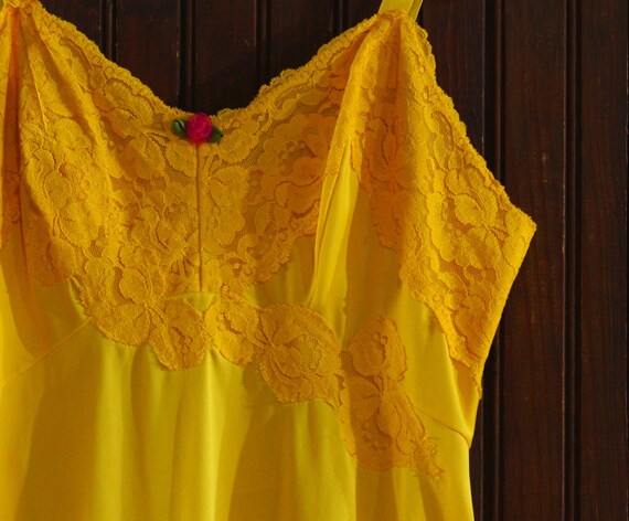 rich marigold yellow empire waist floral lace tri… - image 3