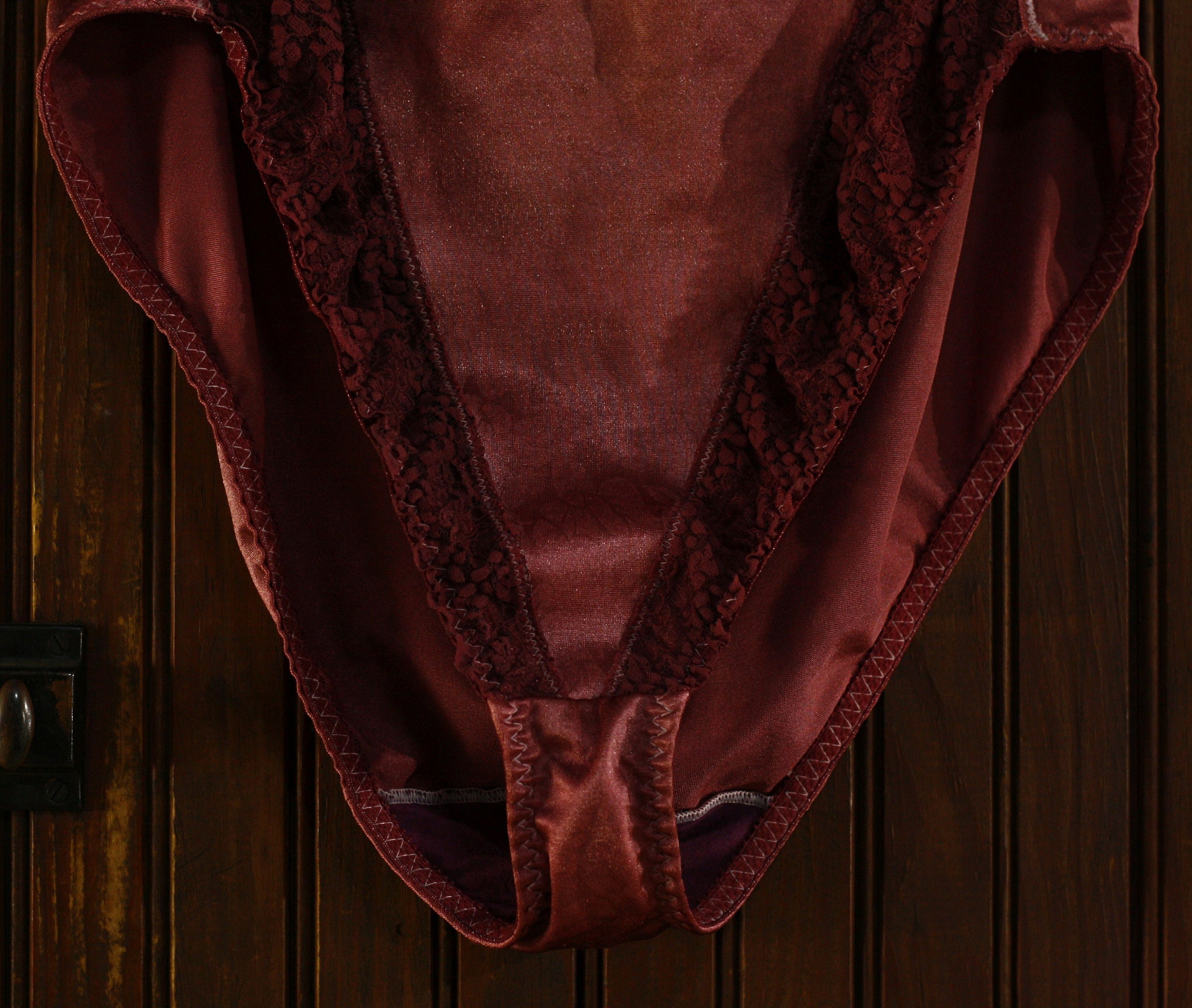 Red wine hand dyed highcut French Style satin & lace panties Etsy