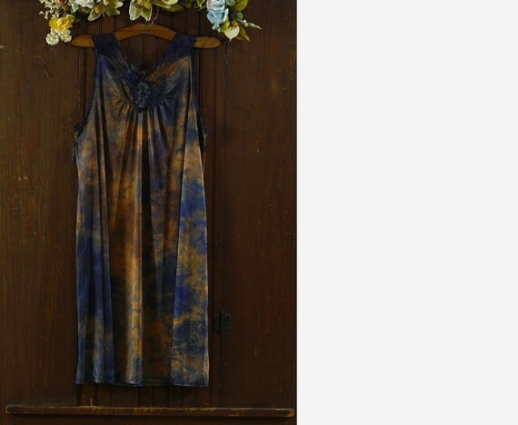 Shadowline orange & blue nylon babydoll nightgown