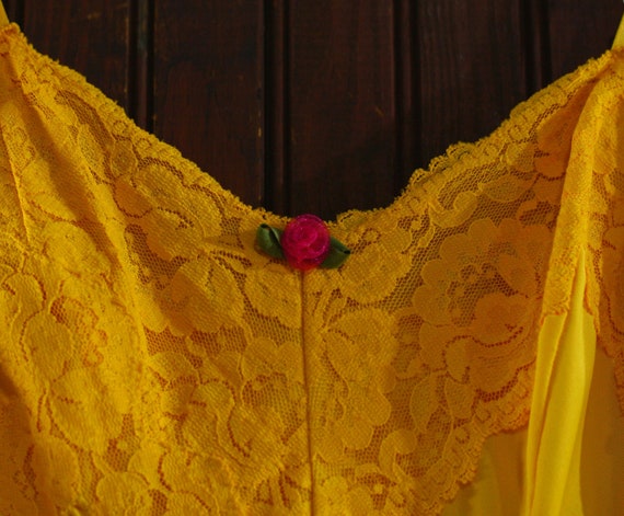 rich marigold yellow empire waist floral lace tri… - image 8