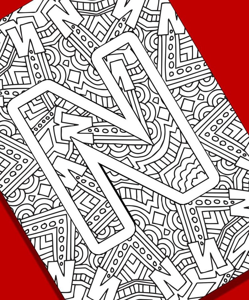 Download Alphabet Adult Coloring Pages Instant Download Letter N | Etsy