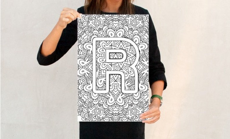 Alphabet Adult Coloring Pages Instant Download Letter R | Etsy