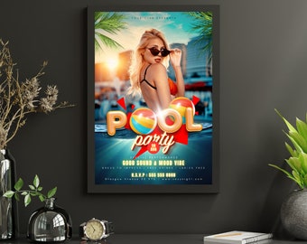 Pool Party Poster: Editable Pool Party Canva Template - Instant Digital Download for Summer Events & Celebrations