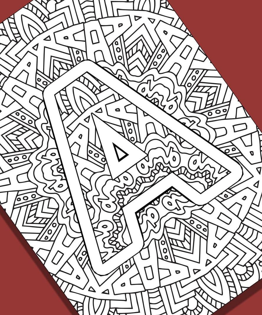 Printable Art Alphabet Adult Coloring Pages Instant Download - Etsy 日本