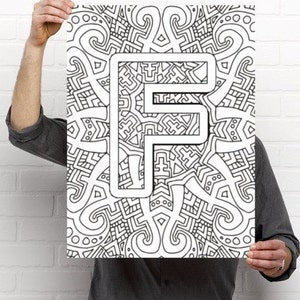 Alphabet Adult Coloring Pages - Instant Download - Letter F