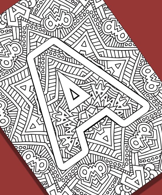 Alphabet Adult Coloring Pages - Instant Download PDF