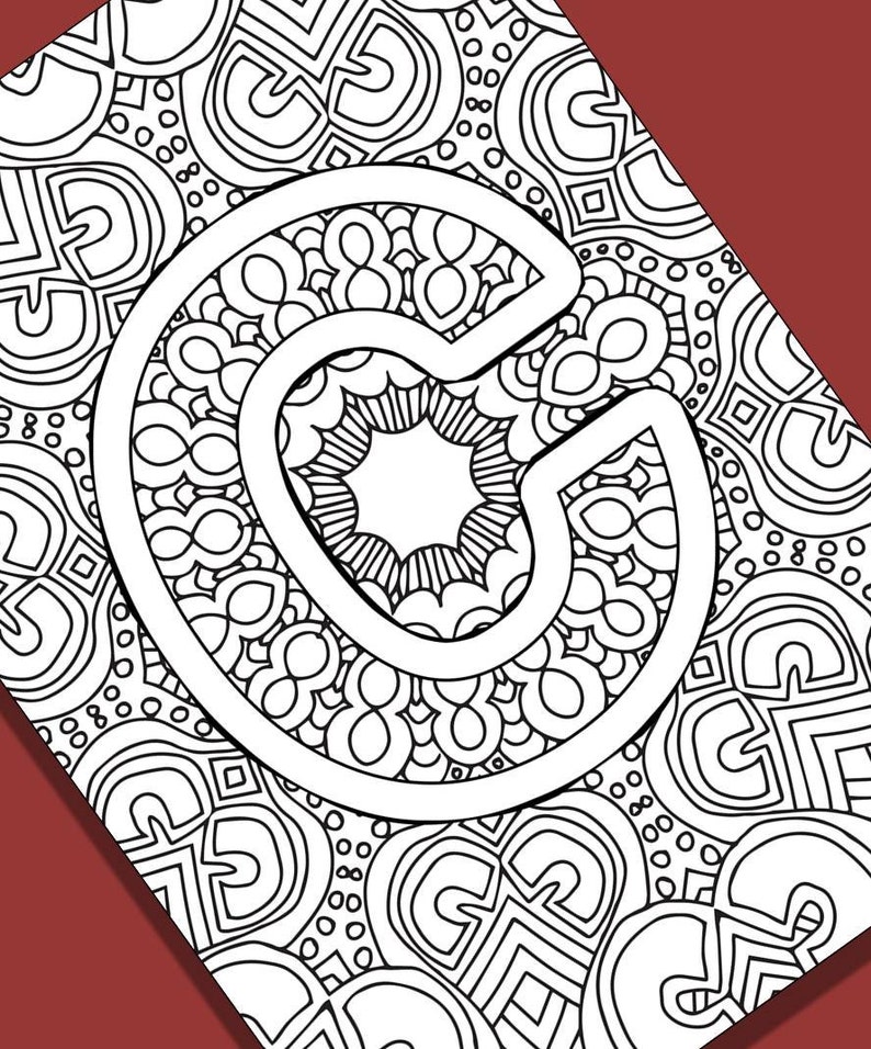 Alphabet Adult Coloring Pages Instant Download Letter C  Etsy Norway