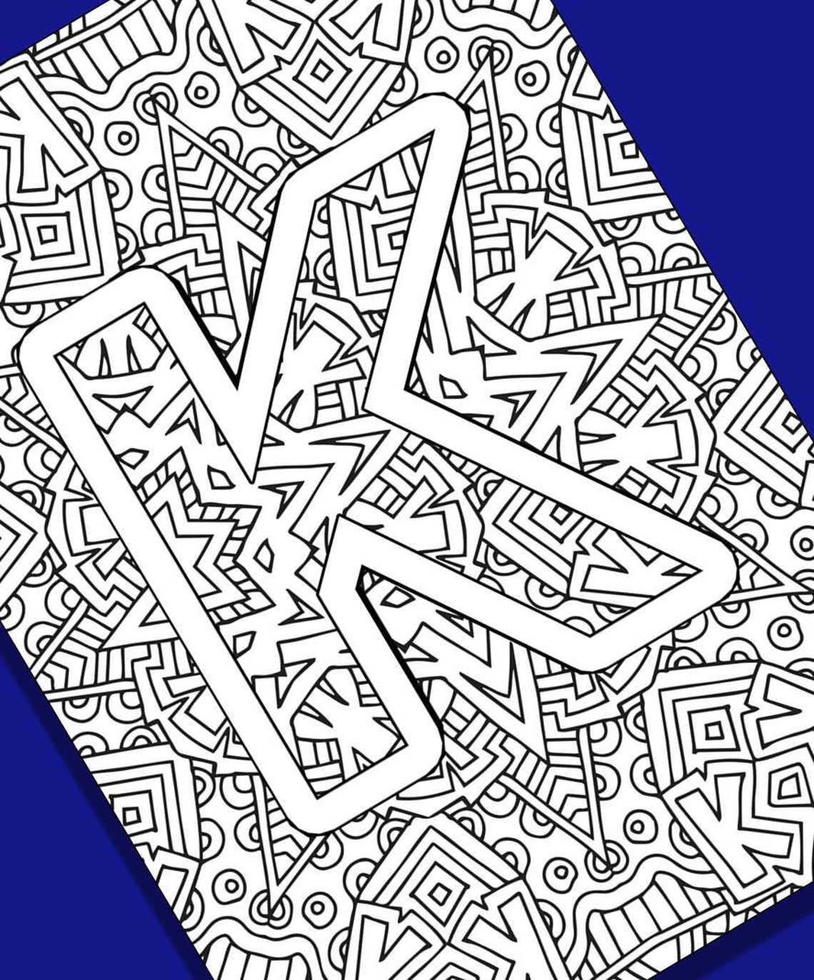 Alphabet Adult Coloring Pages Instant Download Letter K - Etsy