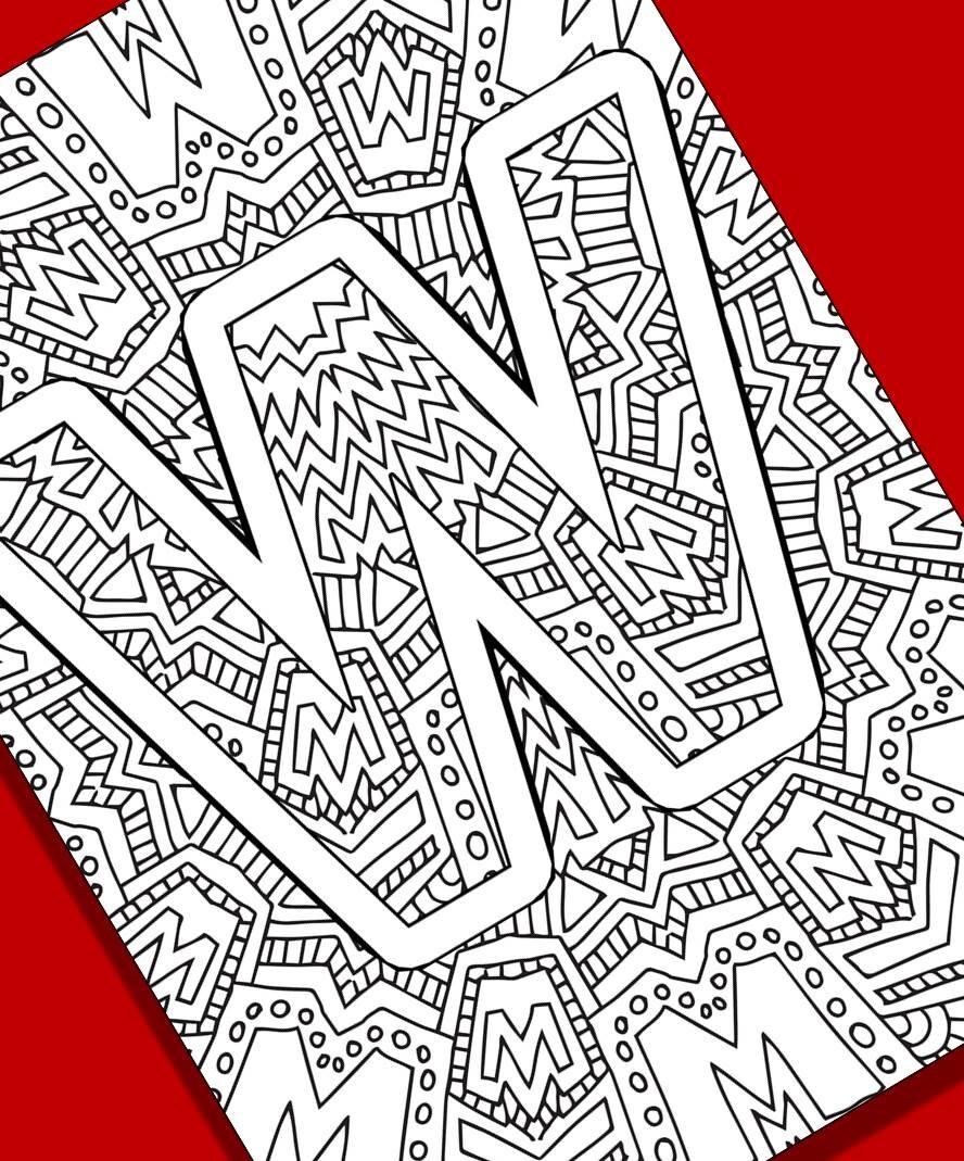Printable Art Alphabet Adult Coloring Pages Instant Download now ...