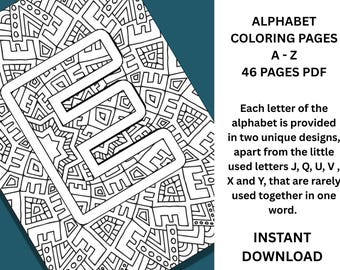 Alphabet Coloring Book: A-Z Printable Pages for Kids & Adults (PDF Download)