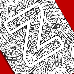 Alphabet Adult Coloring Pages - Instant Download - Letter Z