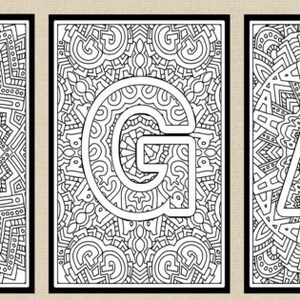 Alphabet Adult Coloring Pages Instant Download Letter V image 2