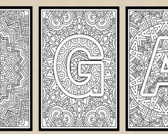 Alphabet Adult Coloring Pages Instant Download Letter J | Etsy
