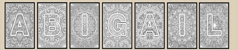 Alphabet Adult Coloring Pages Instant Download Letter V image 2